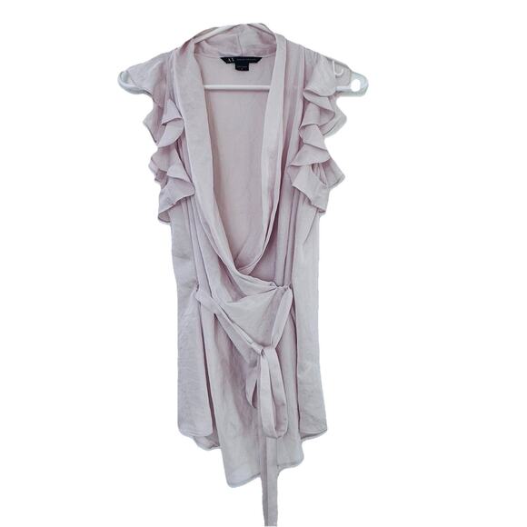 A/X Armani Exchange Ivory Wrap Ruffle Blouse Sz S Elegant Old Money - Picture 1 of 5